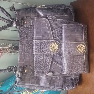 Faux leather medium size purse and matching wallet